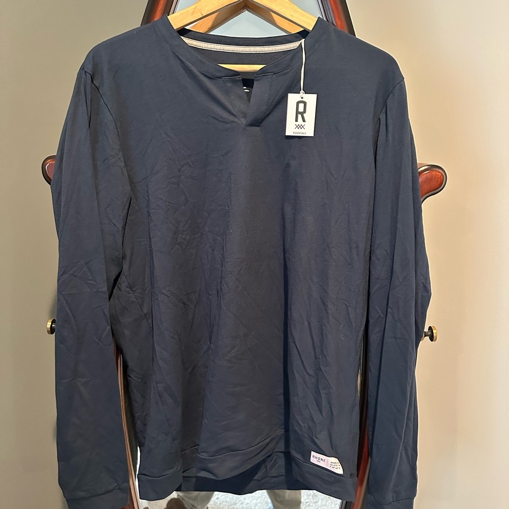 Rhone Essentials dark blue Super comfortable high end long sleeve shirt
